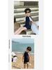 New Toddler Boys' Korean Style Black & White Color Block One-Piece Swimsuit - Quick-Drying & Sun-Protective
