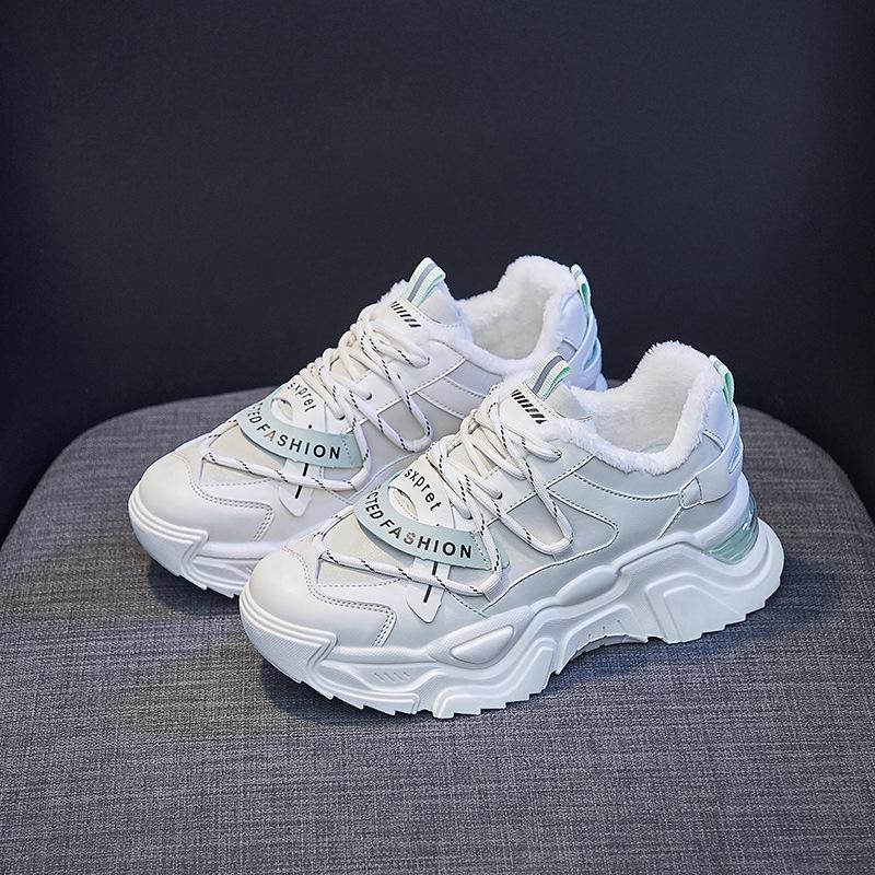 

Зимові Кросівки Плюс Оксамит Жіночі Модні Повсякденні Теплі Черевики Вуличні Повсякденні Кросівки для Бігу 40 бежевий