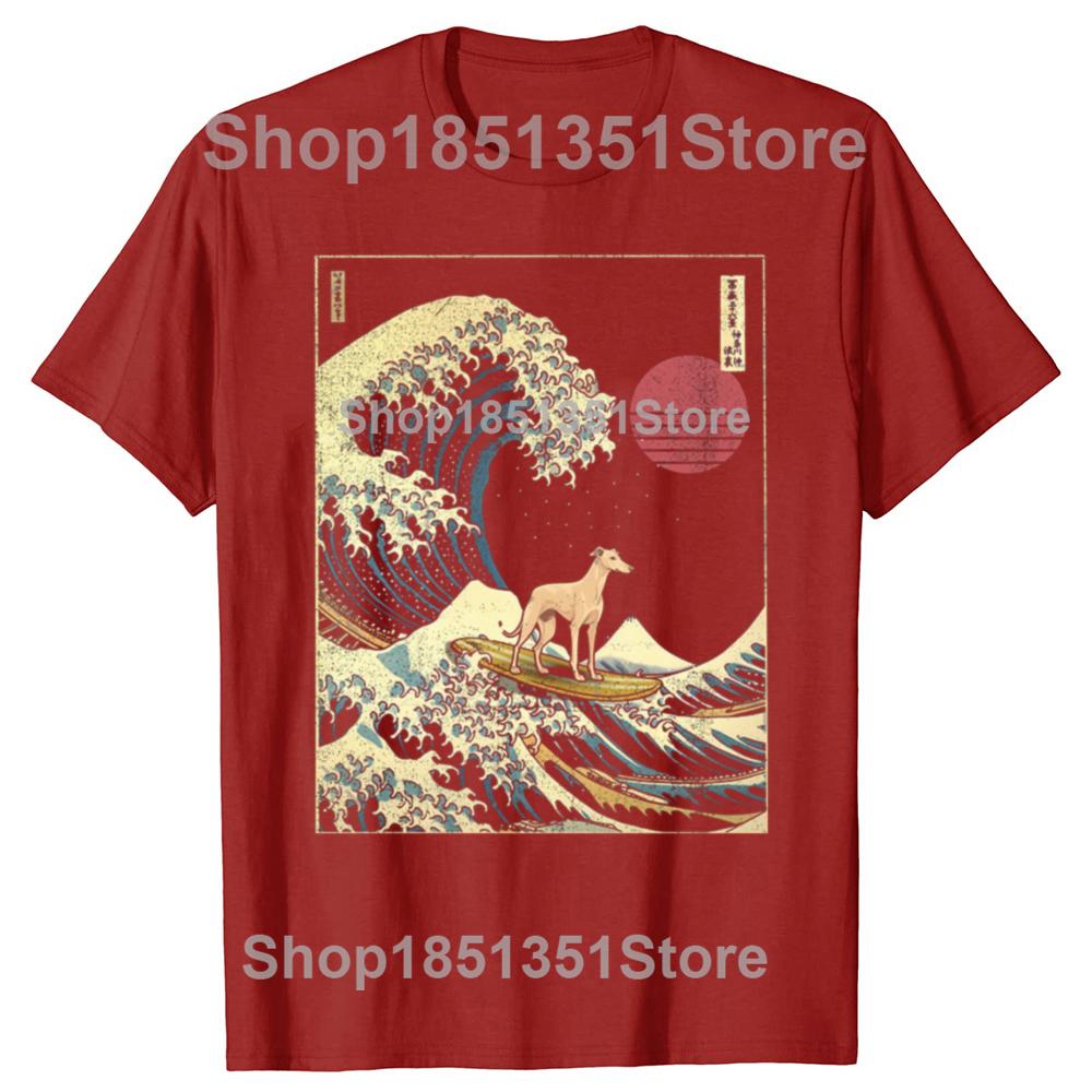 

Funny Greyhound Dog Japanese Surfing Wave Graphic Tshirts Men Womens Fashion Casual Tshirt 100 Cotton Loose Oversized T Shirt S