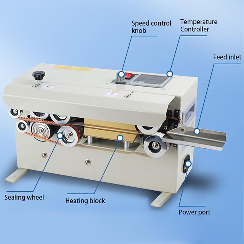 220V Automatic Sealer Machine Tabletop Aluminum Foil Food Pouch Plastic Bag Continuous Band Sealing Machine for Small Business