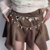 Double Layer Heart Pearl Waist Chain Vintage Silver Metal Belly Chain For Women Y2K Skirt Pants Accessory