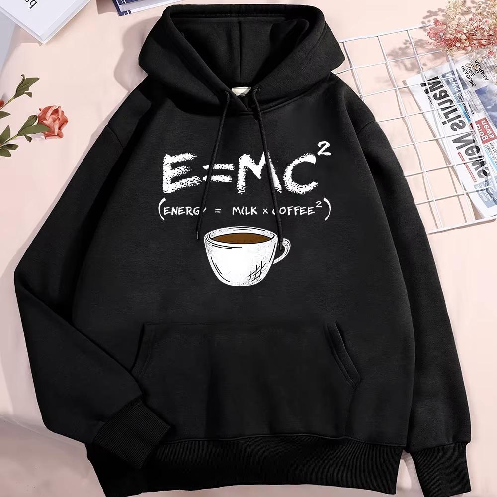 Latte Caffè Energia Formula Divertente Felpa con Cappuccio Uomo Donna Carino Abbigliamento Fitness Modello Felpa Larga Autunno Pullover Felpe per Coppie