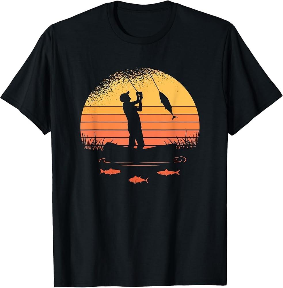 Fisherman Sunset catching a fish & view beneath the water T-Shirt Unisex T-Shirt S