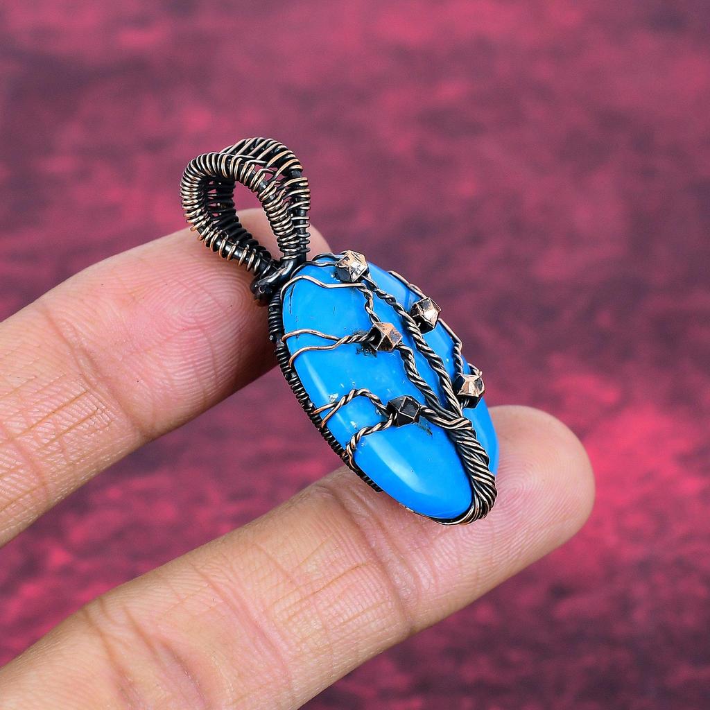 Tree Of Life Sleeping Beauty Turquoise Pendant Gemstone Jewelry  Copper Wire Wrapped Decent Jewelry