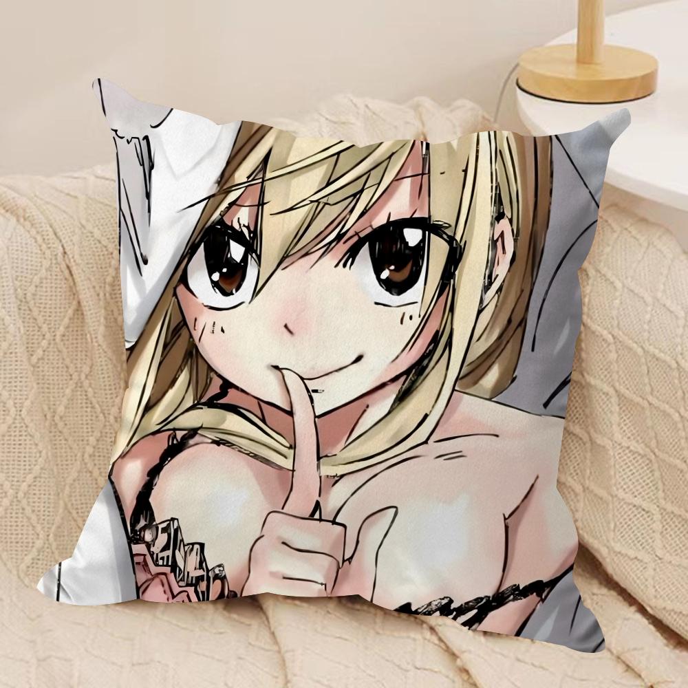 Anime Lucy HHeartfilia Cushion Cover Soft Plush Fabric DoubleSided Printed Sofa Cushion Cover for All Seasons Home Decor Gift
