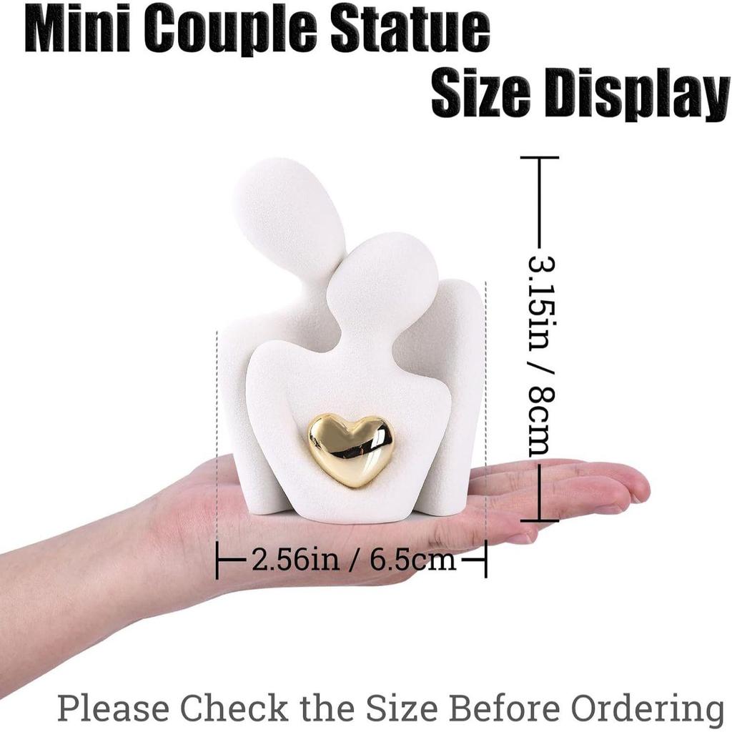 Perfect Wedding Anniversary and Valentines Day Gift, Figurine for Home, Office, Coffee Table and Desktop (White, Romantic Couple), 8 cm, 6.5 cm