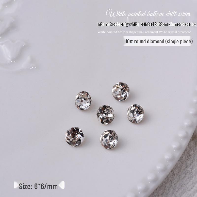 Nail Art Decorations: Transparent Pointed Rhinestones - Heart, Water Drop, Square, Butterfly Shapes