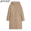 BITCED Long-Length Over-the-Knee Hooded Cotton Coat for Women Winter Oversized Cotton Jacket Thickened Warm Bread-Style Padded Coat