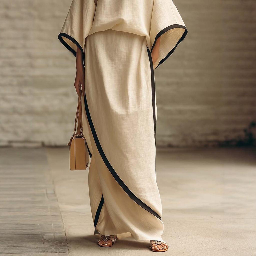 2026 Women's Elegant Casual Batwing Sleeve Top & Wide-Leg Pants Set
