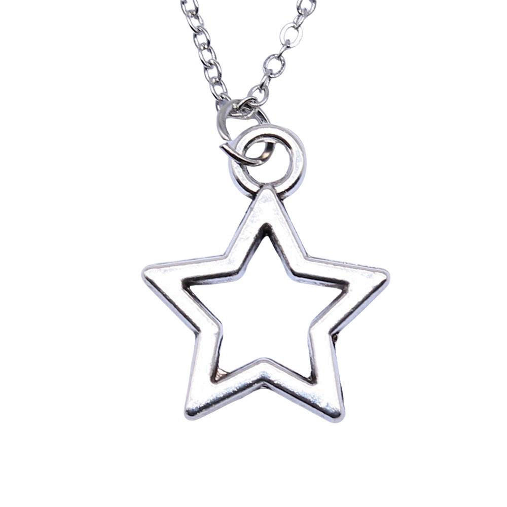 Hollow Star Moon Pendant Necklace Minimalist Geometric Jewelry 40cm Short Chain