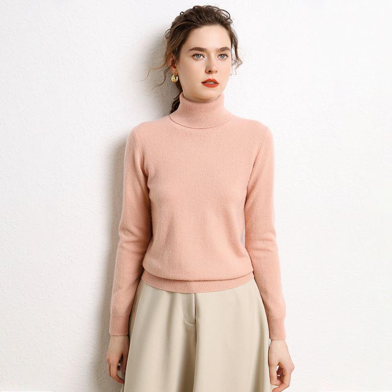 Women's High Neck Cashmere Sweater - Loose Fit, Pure Color, Thickened for Autumn/Winter