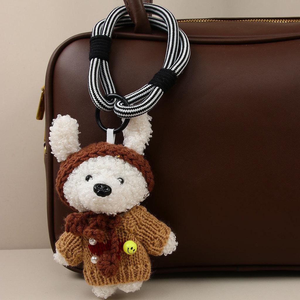 Plush Teddy Bear Car Pendant With Cartoon Design For Kids And Teens