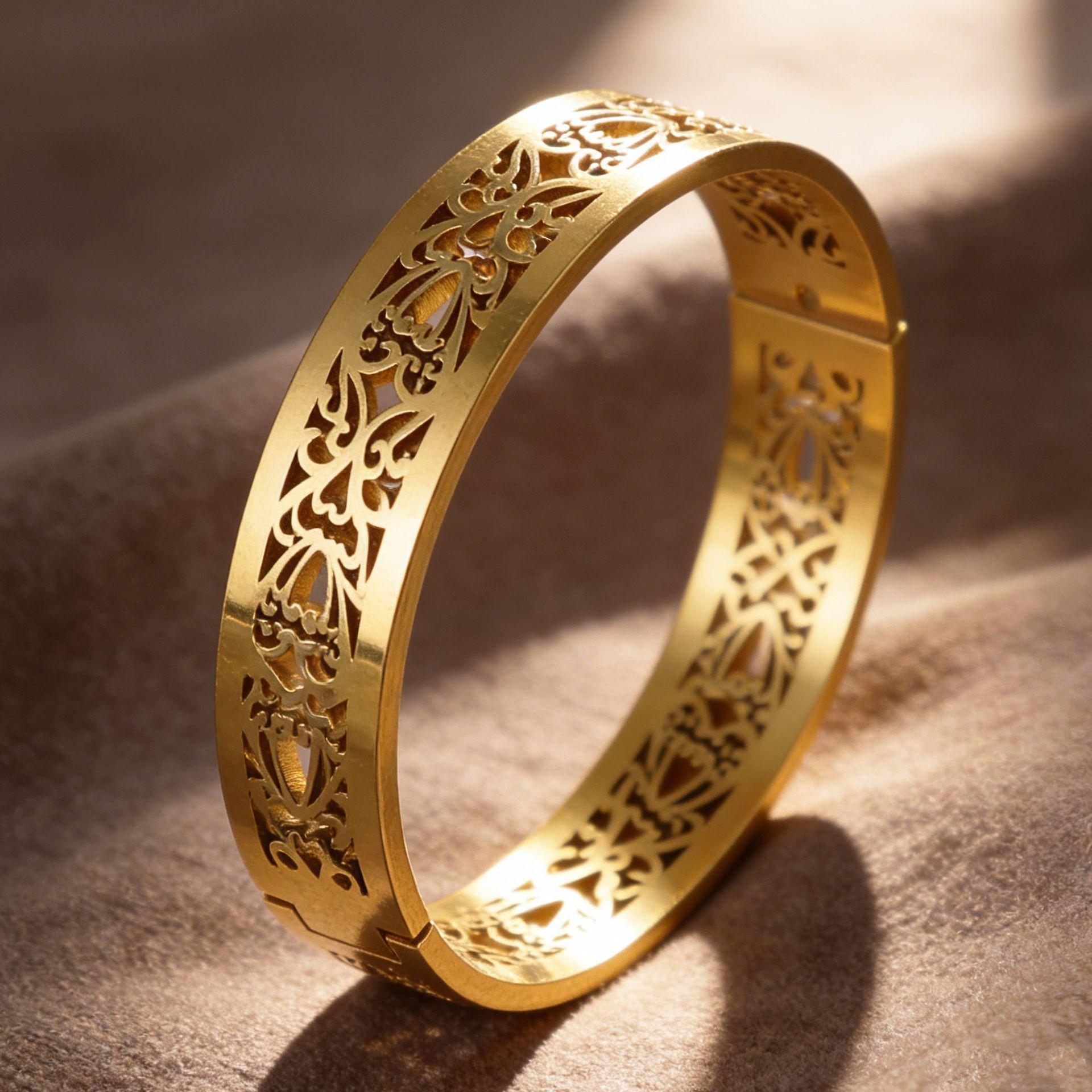 Flower Titanium Steel Bracelet Simple Design Hollow Petals Elegant Bracelet One Size(18CM~21CM)