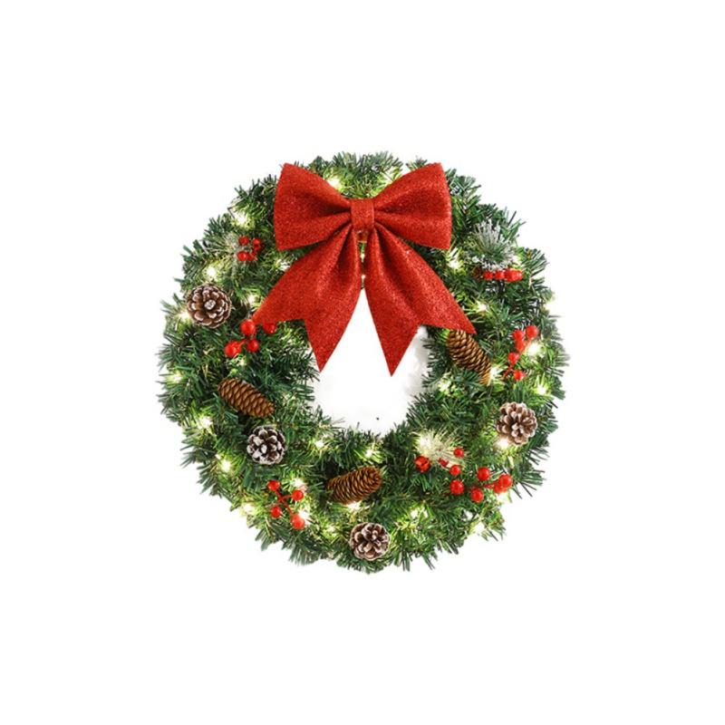 Рождественский венок из сосновых шишек 40/50/60 см Рождественский бант из сосновых иголок висячий венок