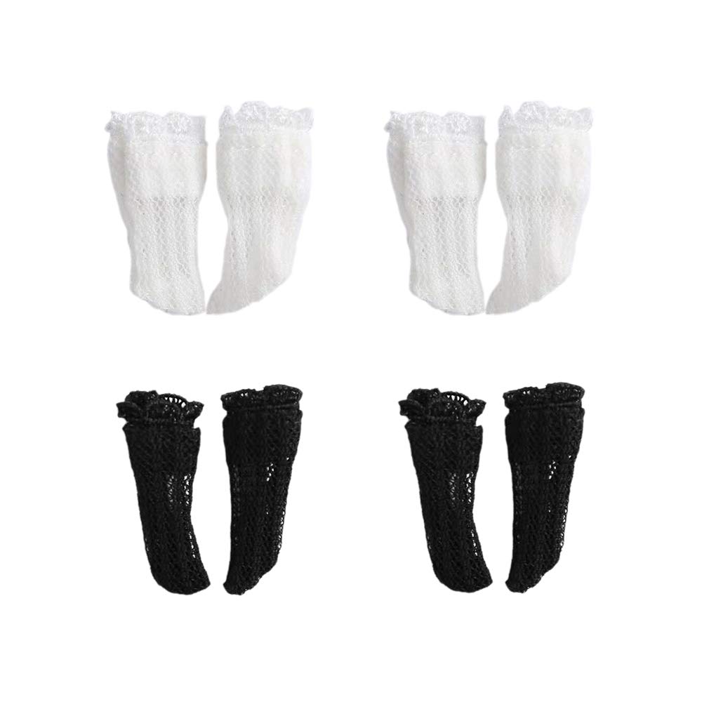 Obitsu 11 OB11 Size Costume for Obitsu Doll 11cm Body, Lace Socks, High Socks, Openwork, 2 Colors, Set of 4