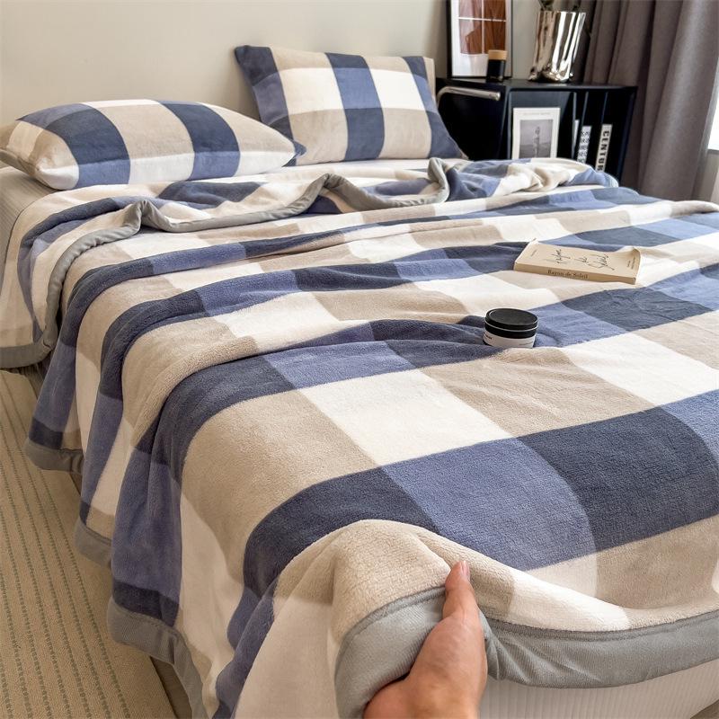 Cearceaf de pat și husă de pilotă din flanel coral, catifea - Dimensiune single