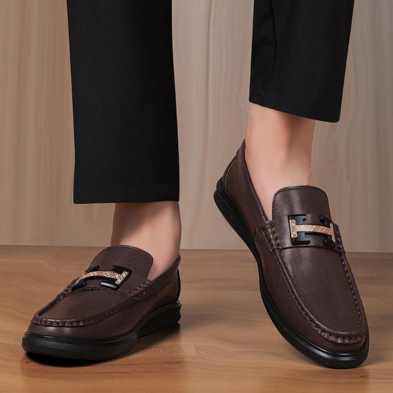 Fashion Men's Designer Loafers Genuine Leather Business Casual Shoes Slip-On Comfortable Office Dress Shoes Men Wedding Party Wear Flats
