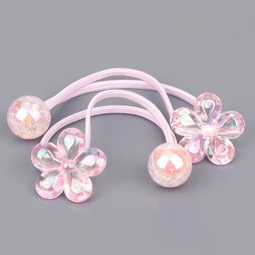 12 colorful camellia bead bubble hair bands (rose red, purple, blue, pink, green, yellow)