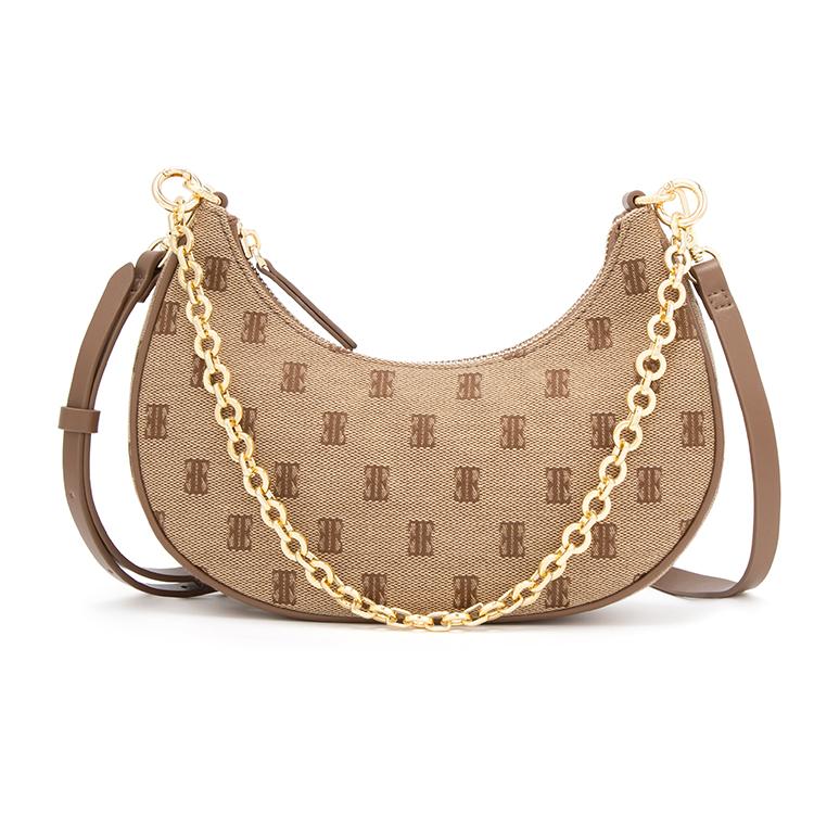 New ELLE Fabric Shoulder Bag Women's Black/Brown/Light Blue E22F1422462