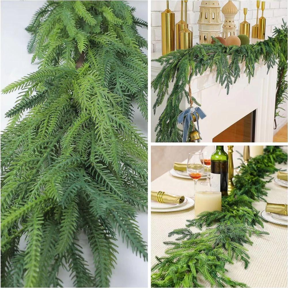 Pine Needles Artificial Norfolk Pine Garland Real Touch Christmas Decoration Garland  Winter Decor