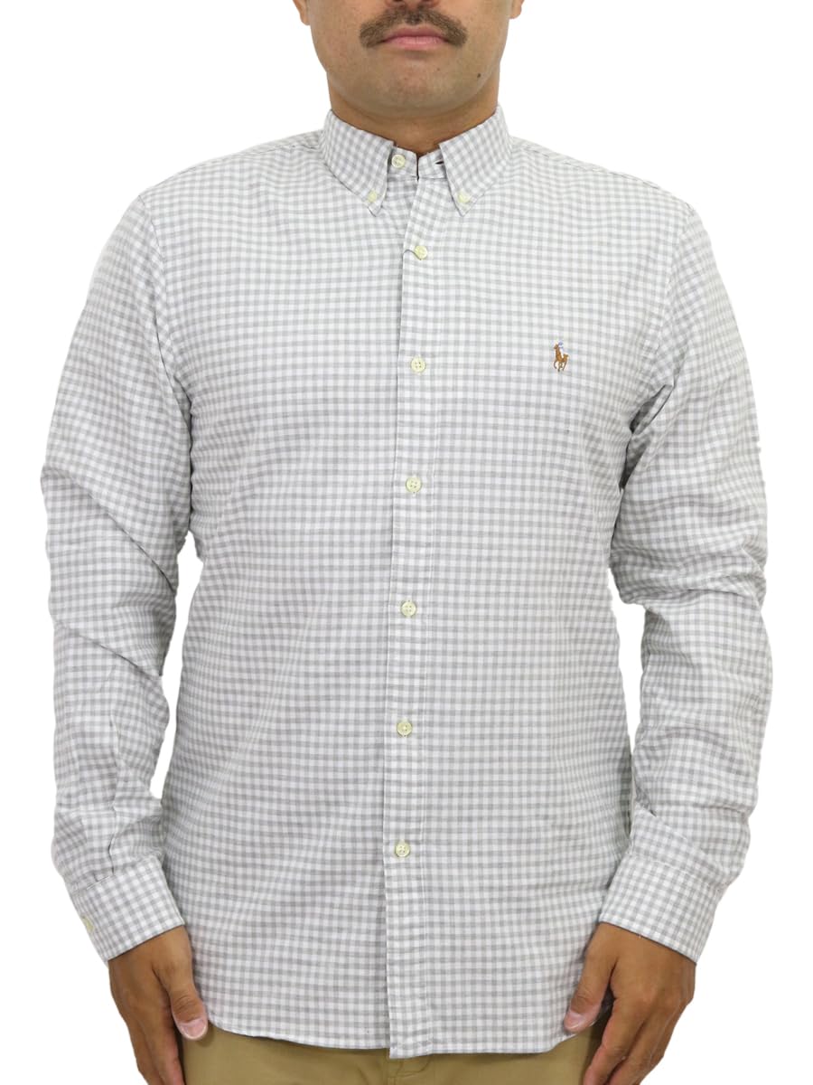 

Polo Ralph Lauren Slim Fit Gingham Check Cotton Long Sleeve Size Multicolor Men s Button-Down Shirt, Small, (Product Code 01030022)