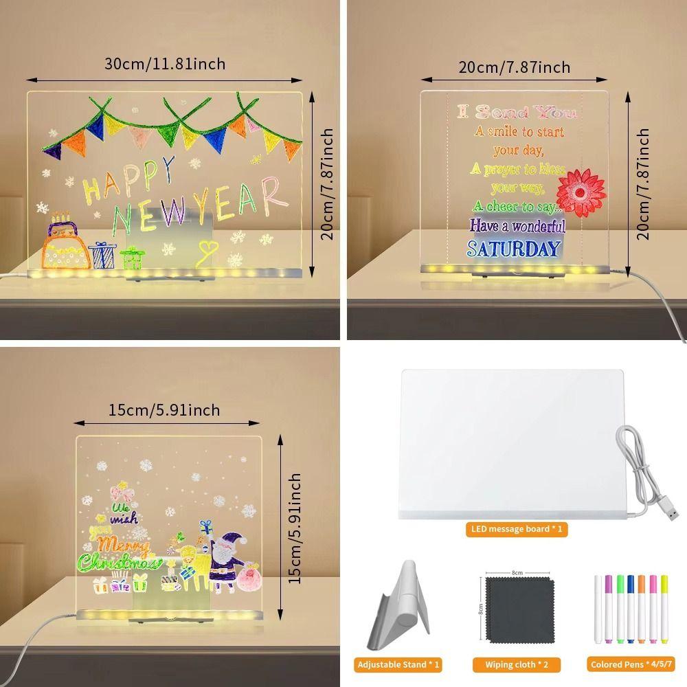Colorful 7 Pens LED Note Board with Night Light USB Power Children's Drawing Board Bar Advertising