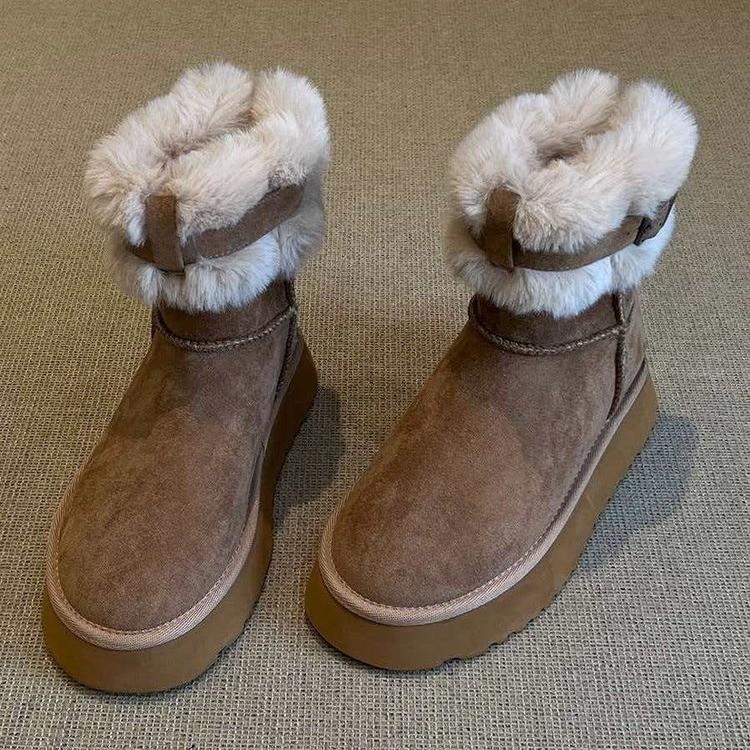 Women's Soft Elastic Winter Warm Winter Cold Padded Snow Boots Thick-soled Non-slip Wear-resistant Outdoor Leisure Sports Fur Cotton Boots