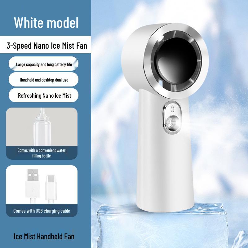 

High-Speed Portable Fan with Atomizing Spray, Low Noise, 3 Speeds, Long Battery Life 15*6*5.4 cm