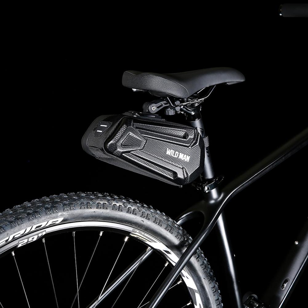 1.2L Cycling Tail Bag PU EVA Hard Shell Pouch Reflective Bike Seatpost Storage Bag Can Hung Taillights MTB Road Bike Accessories