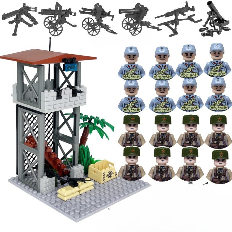 Военная серия Второй мировой войны Сторожевая башня на поле боя Командный пункт Сцена Конструктор Игрушки