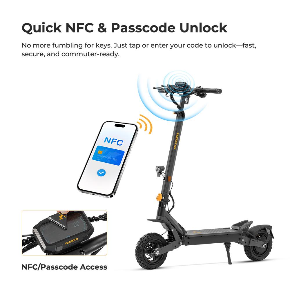 Ausom L1 ABE 20.8Ah Electric Scooter, 930W Peak Motor, 90KM Max Range, Foldable Commuter E-Scooter with NFC Keyless Start & ABE Certification