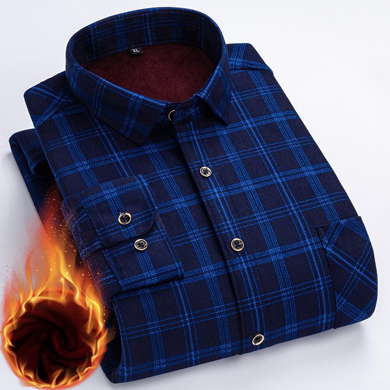 Cămașă groasă cu carouri și căptușeală din fleece pentru bărbați pentru Toamnă/Iarnă – Opțiuni multicolor disponibile