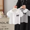 2025 Стильна біла коротка футболка для дівчат у коледжному стилі - Універсальний та милий літній топ