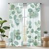 2 Pieces Green Leaf Print Curtains, Polyester Fabric, Machine Washable, Suitable For Bedroom Living Room Decoration