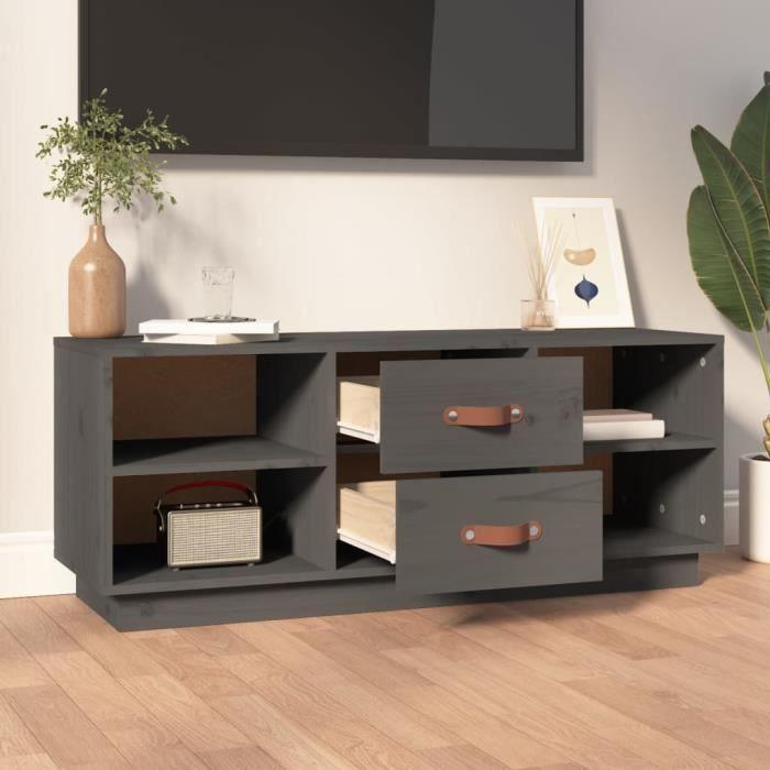 VidaXL Meuble TV Gris 100x34x40 cm Bois de pin massif 818227