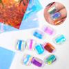6/11 Sheets 3D Aurora Geometric Shape Ice Nail Foils Sticker Glass Paper Color Paper Nails Film Decals Cube Heart Nail Stickers