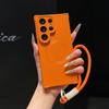 For Matte Lanyard Soft TPU Case for Samsung Galaxy S26 S2 Ultra S24 Plus Lens Protector Wrist Strap Airbag Bumper Cover