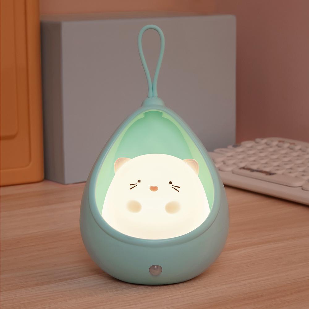 LED Night Light Human Body Sensing Lights USB Rechargeable Cute Animal Silicone Lamp For Bedroom Living Room Decor Children Gift