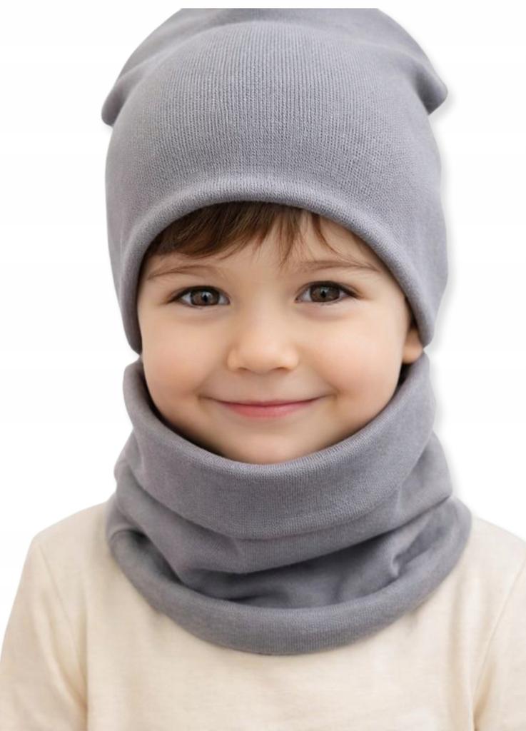 Hat + Scarf Set 110-122 Children' Set 52-56 Spring Graphite