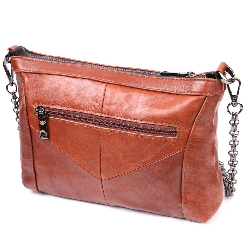 Damen Lederhandtasche mittlerer Größe mit einem Fach Vintage Bag 22566 Hellbraun