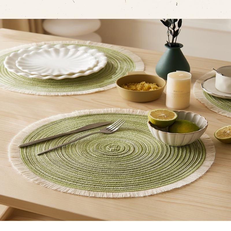 4Pcs/Set Braided Placematwashable Pp Heat Resistant Table Place Mat For Kitchen Xmas Dining Table Party Decor