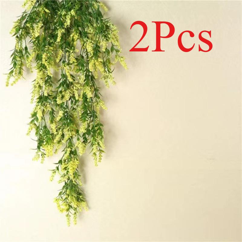 

2Pcs Simulation Wheat Ear Foam Lavender Green Plant Fake Vine for Wedding Home Outdoor Courtyard Patio Garden Decoration 2Pcs жёлтый