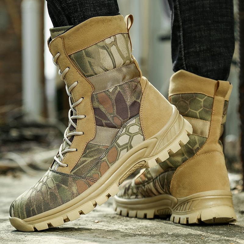 Men's Camouflage Field Training Military Boots Foreign Trade Large Size High Top Outdoor Military Boots Field Beach Boots Actual Combat Boots