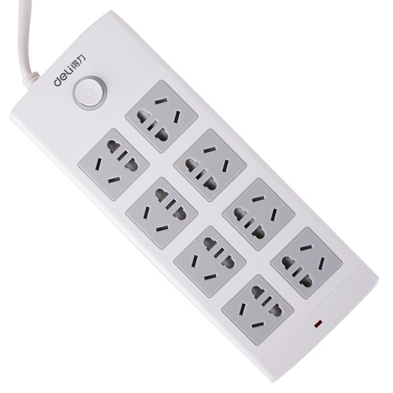 Deli 18212 8-Outlet Power Strip with Overload Protection, 5M (2-Pack) CN plug (adapter included)