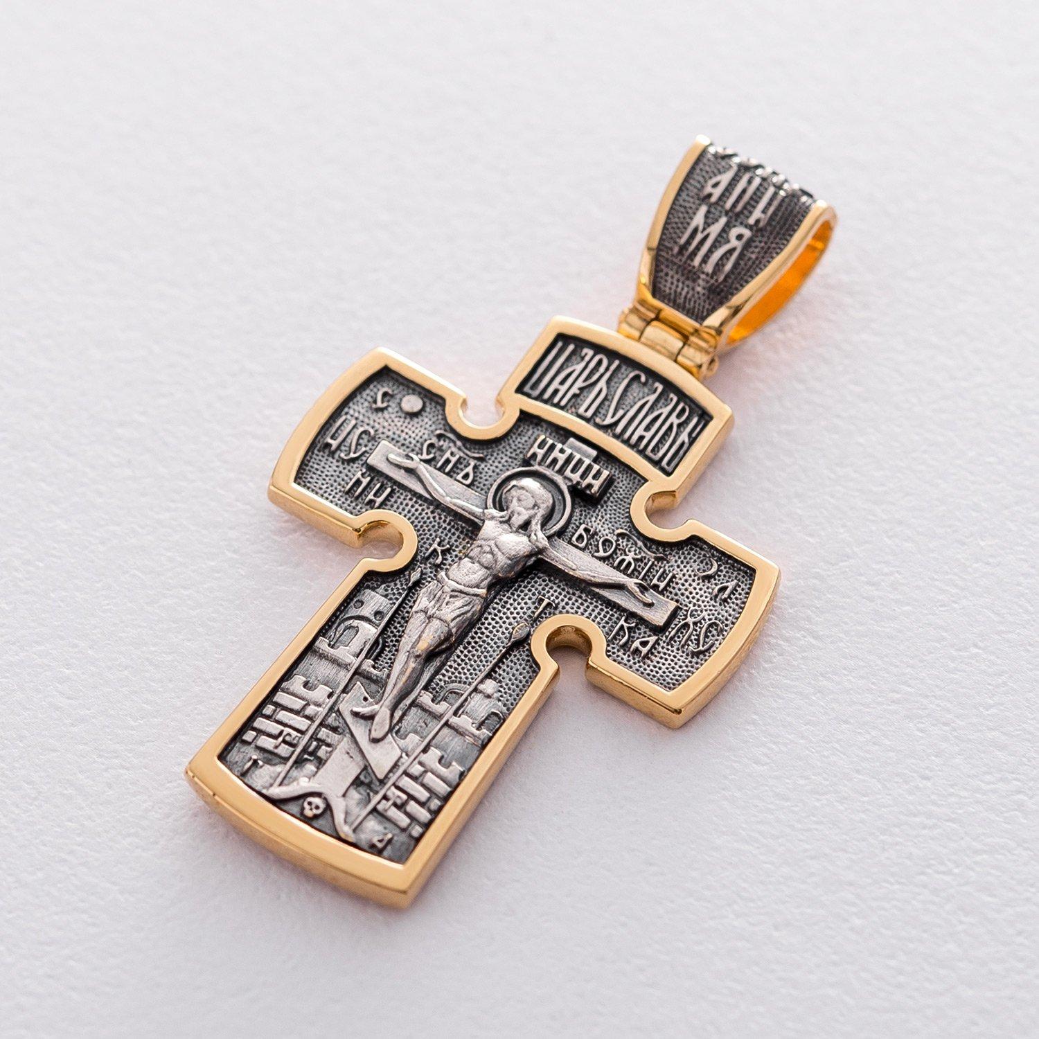 

Срібний хрест із позолотою Розп яття. Архангел Михайло. Oniks срібний