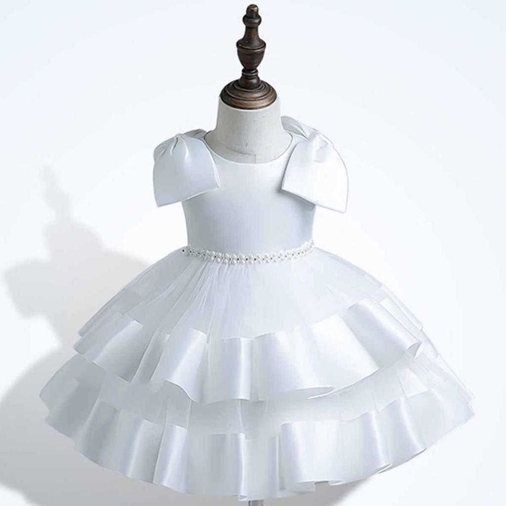 Rochie de petrecere pufoasă din plasă cu fundă mare pentru fete