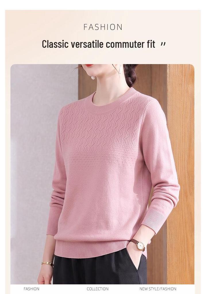 YUZHAOLIN Women's Elegant Crew Neck Knit Pullover for Mature Ladies