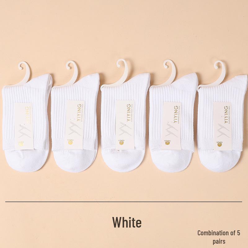 Women's Candy Color Vertical Striped Mid-Calf Socks: 100% Pure Cotton, Sweat-Absorbent and Odor-Resistant, Ideal for Spring and Autumn