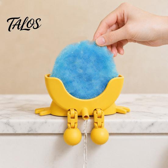 Hollow Diversion Sponge Holder 3D Printed Smiling Face Holder, Cartoon Character Dish Drying Rack Cute Man Shaped with Drainage Design, Multi-Color