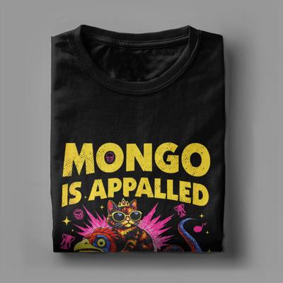 Unisexs Mongo Is Appalled Funny Cat Riding Dinosaur Meme T Shirt  Pure Cotton Tops Awesome Short Sleeve Round Collar Tee Shirt